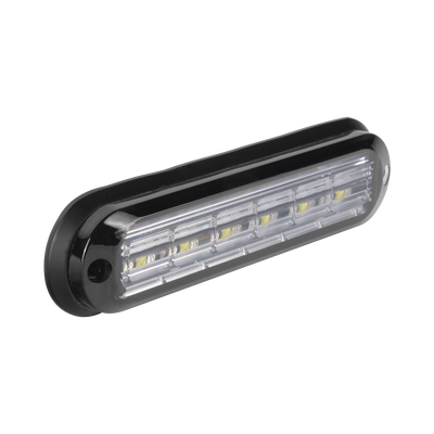 Luz Auxiliar Ultra Brillante  IP67 de 6 LEDs, Color Rojo/Claro, con mica transparente y bisel negro