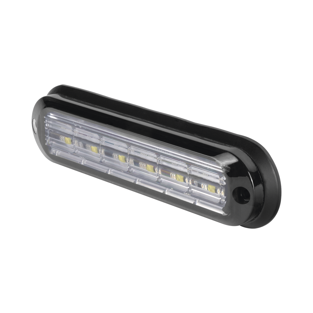 Luz Auxiliar Ultra Brillante  IP67 de 6 LEDs, Color Rojo/Claro, con mica transparente y bisel negro