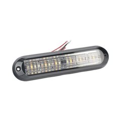 Luz Auxiliar, Ultra Brillante, IP67, 18 LEDs, Tricolor, Color Rojo/Claro/Ambar, con mica transparente y bisel negro