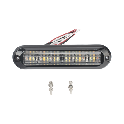 Luz Auxiliar, Ultra Brillante, IP67, 18 LEDs, Tricolor, Color Rojo/Claro/Ambar, con mica transparente y bisel negro