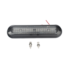 Luz Auxiliar, Ultra Brillante, IP67, 18 LEDs, Tricolor, Color Rojo/Claro/Azul, con mica transparente y bisel negro