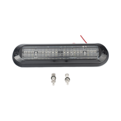 Luz Auxiliar, Ultra Brillante, IP67, 18 LEDs, Tricolor, Color Rojo/Claro/Azul, con mica transparente y bisel negro