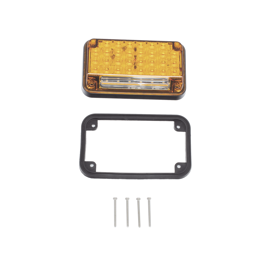 Luz de Advertencia de 7X4", Color Ambar, Con Luz de Trabajo, Ideal para Ambulancias