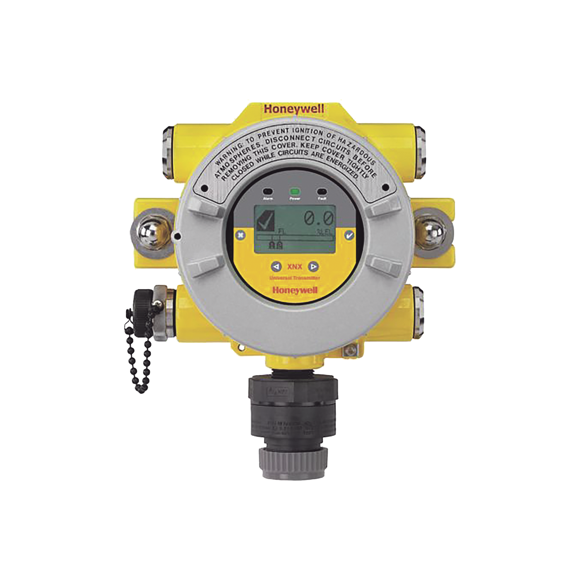 Transmisor Universal XNX, HART® sobre salida 4-20 mA, 3 Relés falla/alarma, ATEX/IECEx, 5 entradas M25, Aluminio Pintado, Configurado Para Searchpoint Optima Plus y Searchline Excel