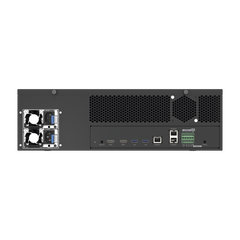 NVR de 64 canales /  Hasta 32 MP / H.265 & Wisestream / Procesamiento 400 Mbps / 3 Puertos de Red / Raid 5-6 / 16 bahias para disco duro (no incluidos)