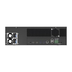 NVR de 64 canales /  Hasta 32 MP / H.265 & Wisestream / Procesamiento 400 Mbps / 3 Puertos de Red / Raid 5-6 / 16 bahias para disco duro (no incluidos)