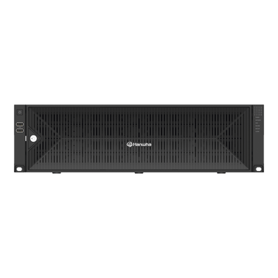NVR de 64 canales /  Hasta 32 MP / H.265 & Wisestream / Procesamiento 400 Mbps / 3 Puertos de Red / Raid 5-6 / 16 bahias para disco duro (no incluidos)