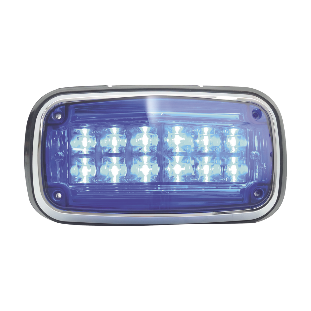 Luz de advertencia 8 X 4", Color Azul, IP67, SAE, Ideal para Ambulancias