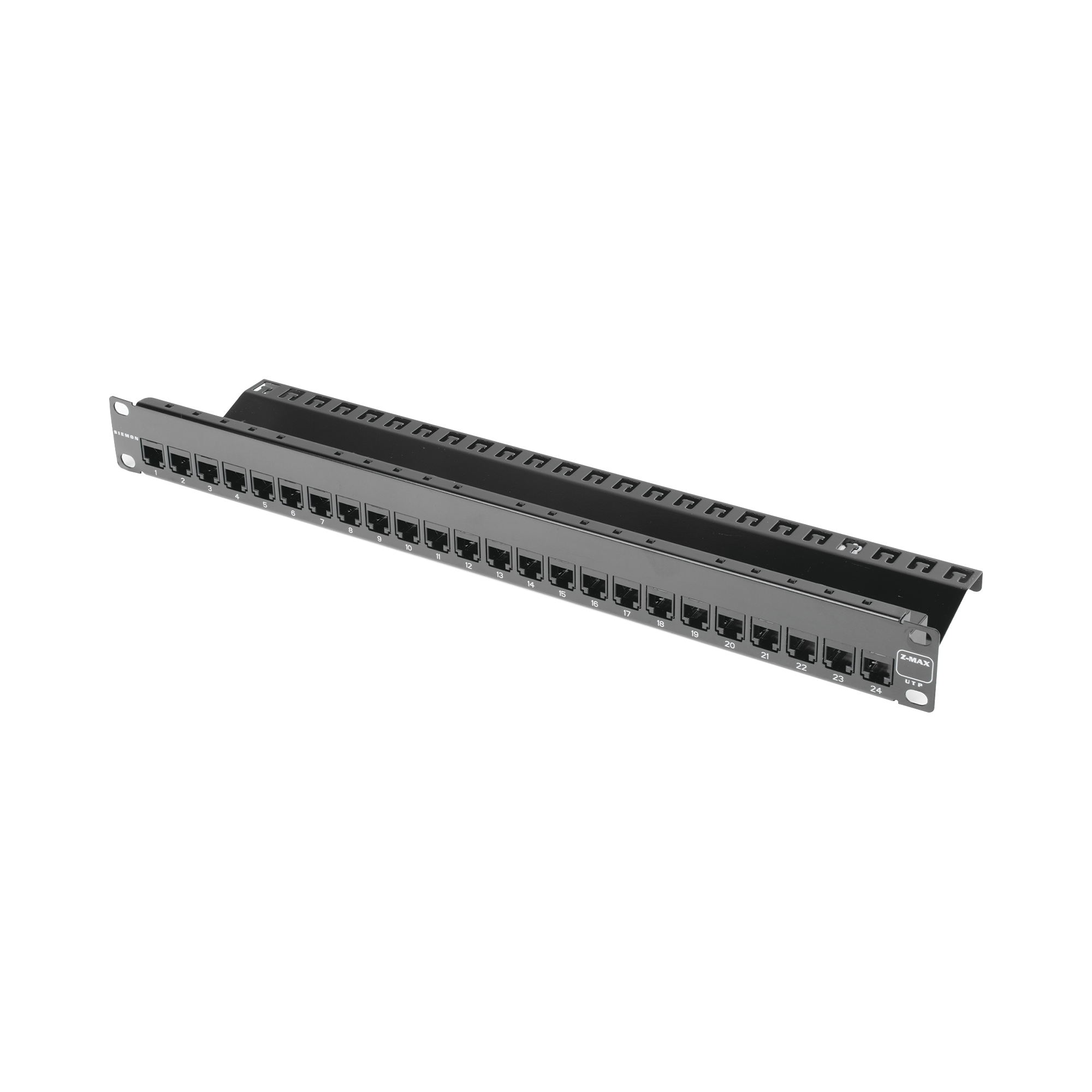 Patch Panel ZMAX with Jack UTP CAT6A 24 Port 1U Black