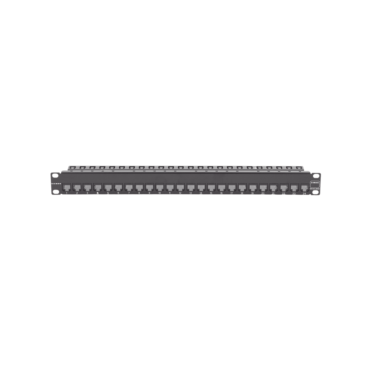 Patch Panel Z-Max de 24 Puertos, Blindado, Precargado con Jacks Categoría 6A, Plano, 1UR