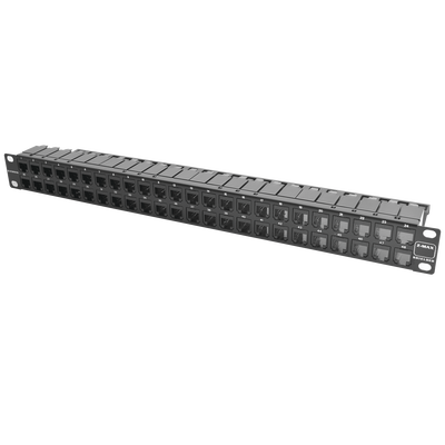 Patch Panel Z-MAX de 48 puertos, Blindado, Precargado con Jacks Categoría 6A, Plano, 1UR