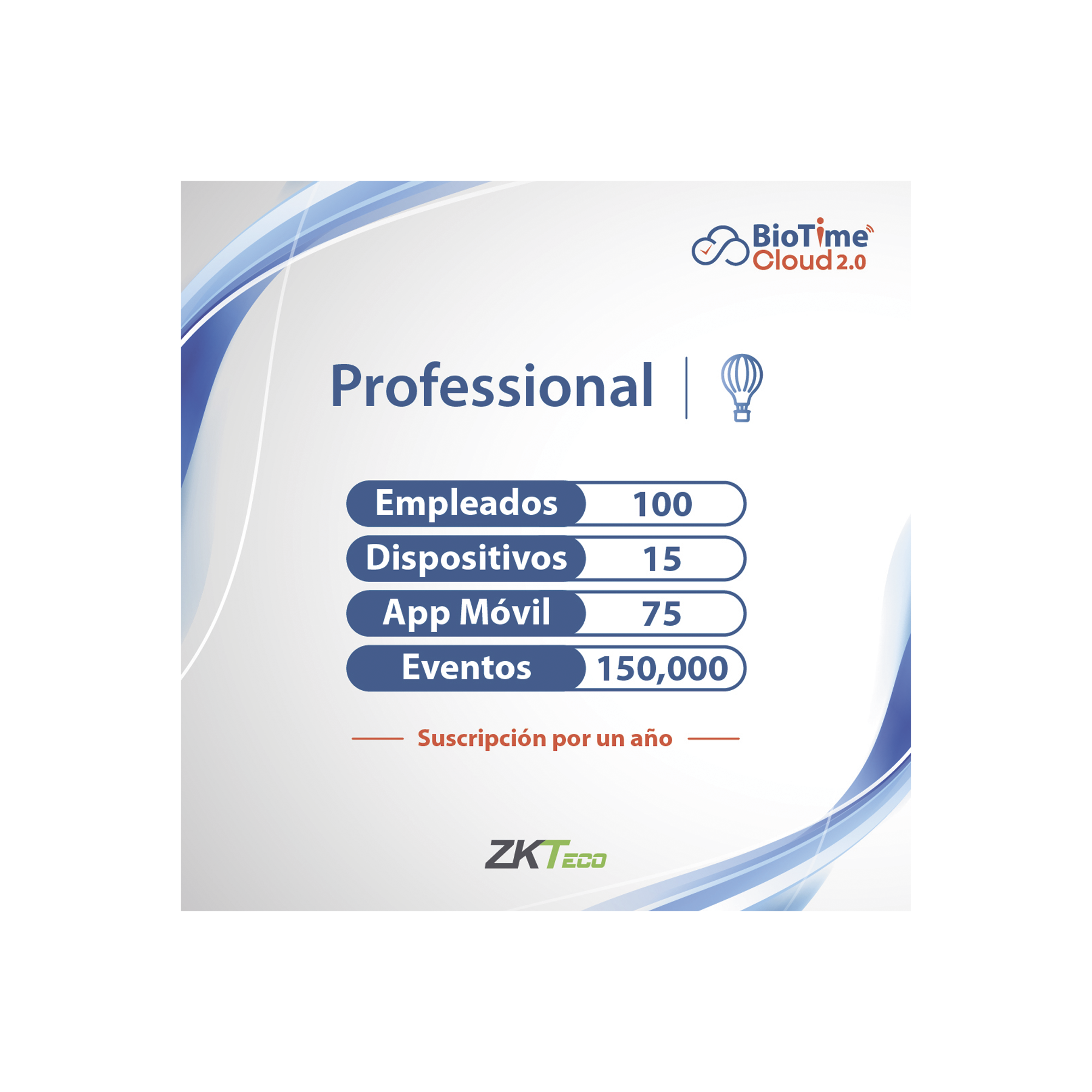 LICENCIA PROFESSIONAL BIOTIME CLOUD 2.0  / 100 USUARIOS / 15 DISPOSITIVOS (Licencia Anual)