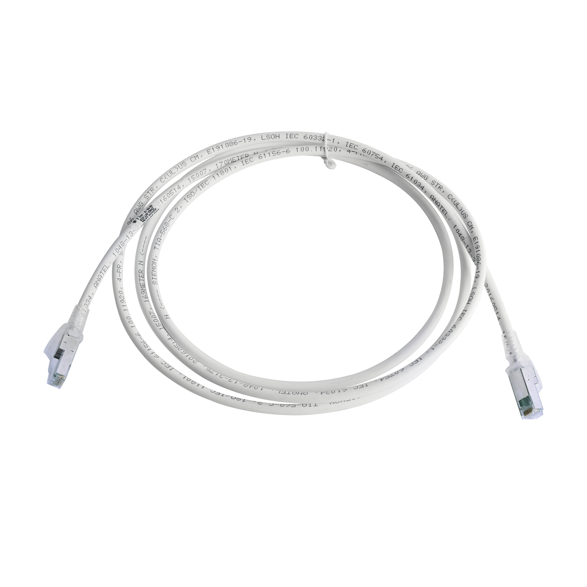 Patch Cord Z-MAX Cat6A S/FTP, CM/LS0H, 2.13 Metros (7 Pies), Color Blanco