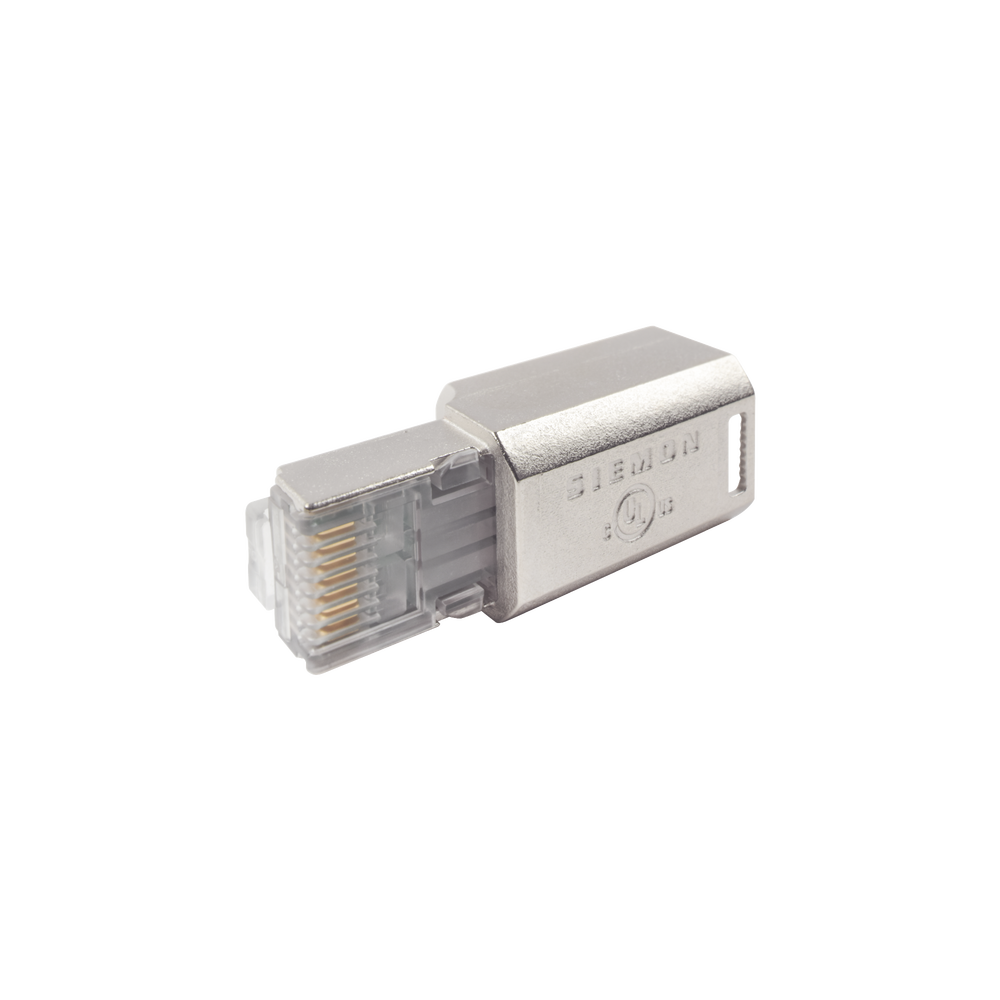 Plug RJ45 Cat6A Blindado, Terminación en Campo, Compatible con Todas las Categorías, con Clip Protector de Seguro