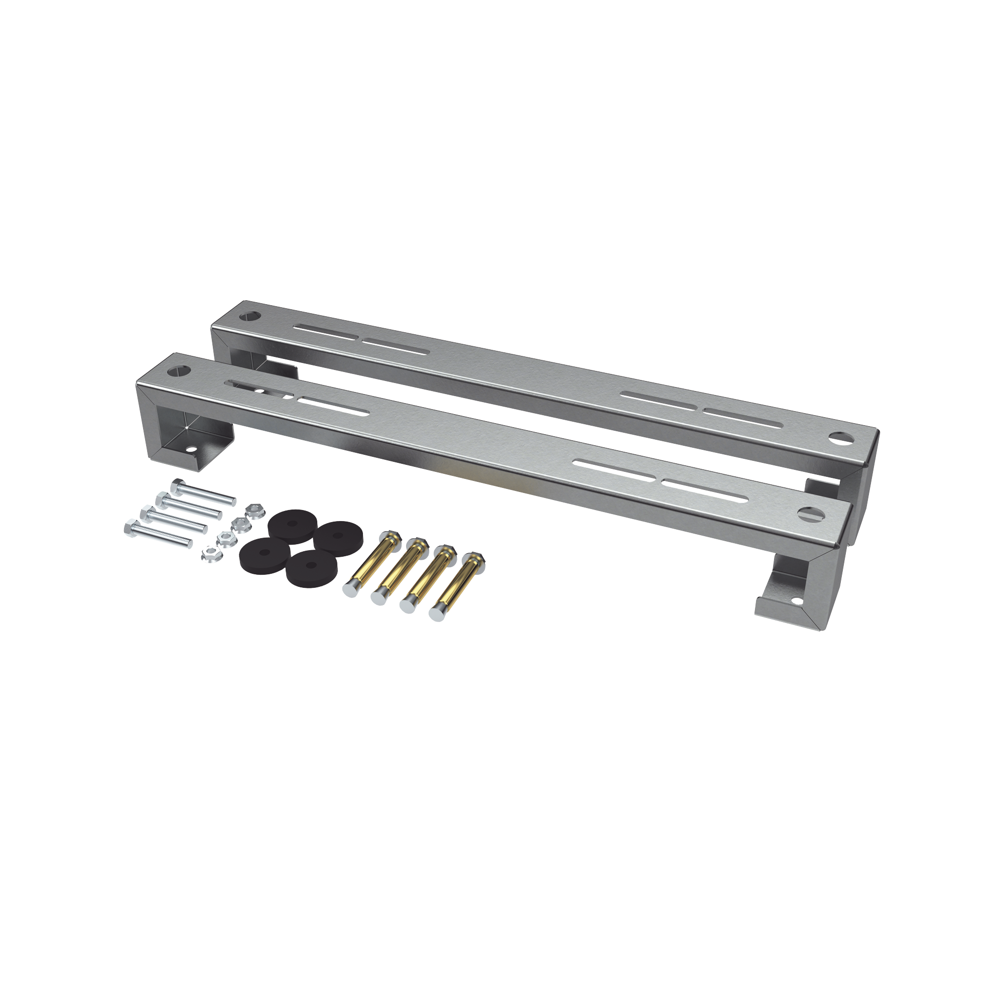 ZT-MPF-180 Base para piso universal ajustable para capacidades de 1 a 3 toneladas con pernos deslizables y amortiguación