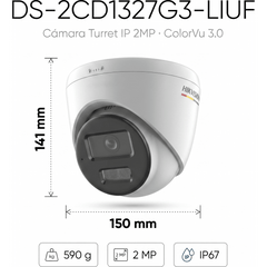 [ColorVu 3.0 + MD 3.0] Turret IP 2 Megapixel / Lente 2.8 mm / 30 mts IR + 30 mts Luz Blanca / Micrófono Integrado /Motion Detection 3.0 / Exterior IP67 / dWDR / PoE / Micro SD