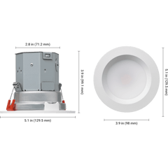 Lumaris Tunable White Recessed Downlight / 4 PULGADAS Canless / 1800 K - 4000 K CCT / 8.5 W / 800 Lumens / Flicker-Free Dimming 100% - 0.1% / Clear Connect - Type X Wireless