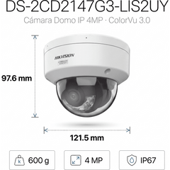 [Dual Light + ColorVu 3.0 + HikAI] Domo IP 4 Megapixel / Lente 2.8 mm / 30 mts IR + Luz Blanca / 2 Microfonos Integrados / Exterior IP67 / WDR 130 dB / ACUSENSE 3.0 / Metal / NEMA 4X / ACUSEEK