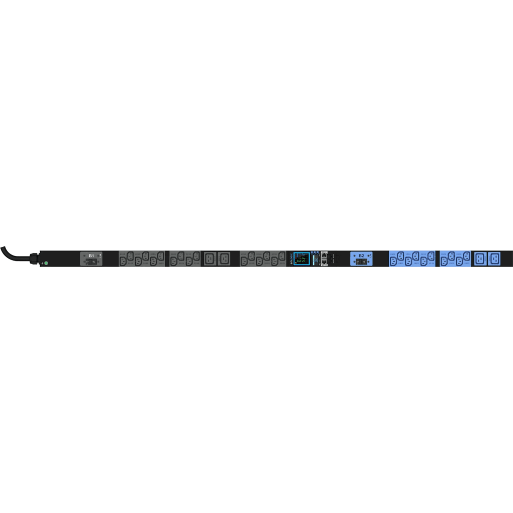 PDU Inteligente Enlogic / 24 Tomas (20) C13 + (4) C19 / 230 Vca Monofásico 32 A / 7.4 kVA / Medición por Entrada / 2 Breakers 16 A / 0U Vertical 1.49 m (4.9 ft)