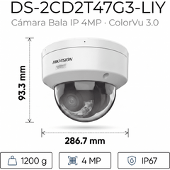 [Dual Light + ColorVu 3.0 + HikAI] Bala IP 4 Megapixel / Lente 4 mm / 60 mts IR + Luz Blanca / Exterior IP67 / WDR 130 dB / ACUSENSE 3.0 / Metal / NEMA 4X / ACUSEEK