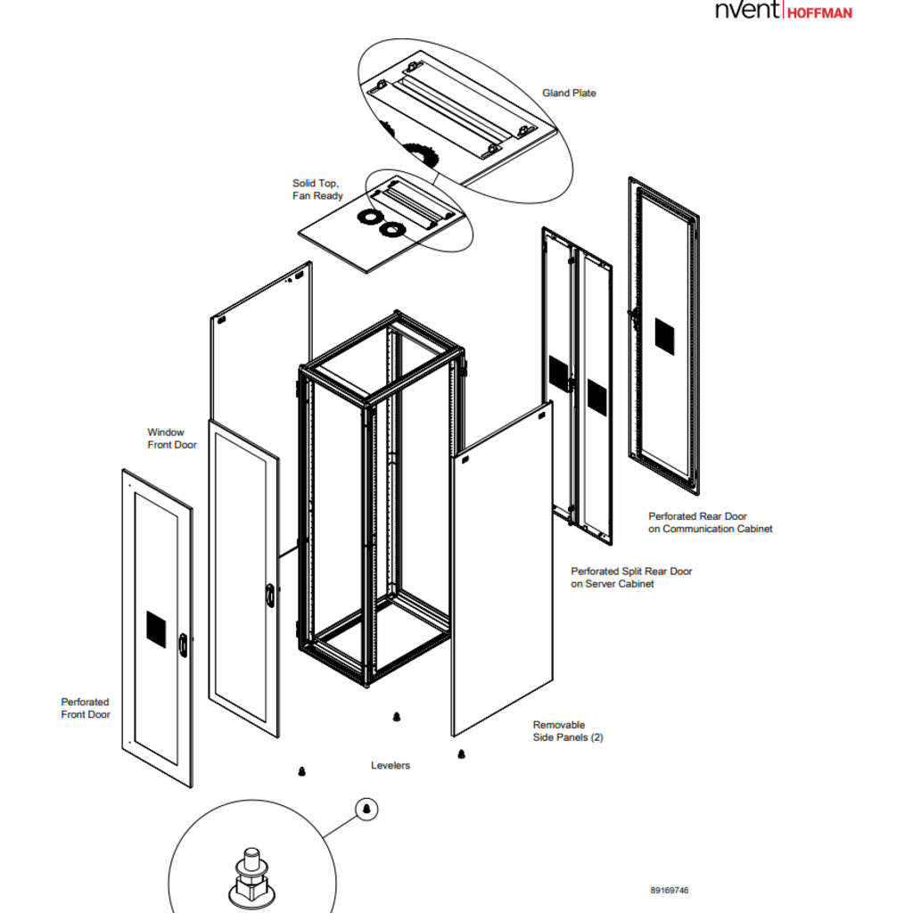 Gabinete de Telecomunicaciones ProLine S1 48 UR  Dimensiones 2350 x 800 x 1200 mm Acero color Negro RAL 9005 / Puertas Perforadas / Certificaciones UL-cUL