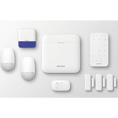 (AX PRO) KIT de Alarma AX PRO / Incluye: 1 Hub con batería de respaldo/ 2 Sensores PIR / 3 Contactos Magnéticos mini / 1 Control Remoto / 1 Sirena Inalambrica Exterior /1 Teclado Inalámbrico / WiFi / Compatible con Hik-Connect P2P