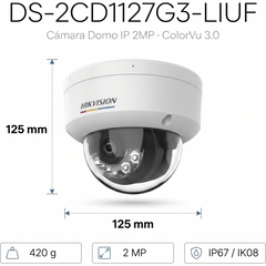 [ColorVu 3.0 + MD 3.0] Domo IP 2 Megapixel / Lente 2.8 mm / 30 mts IR + 30 mts Luz Blanca / Micrófono Integrado / Motion Detection 3.0 / Exterior IP67 / IK08 / dWDR / PoE / Micro SD