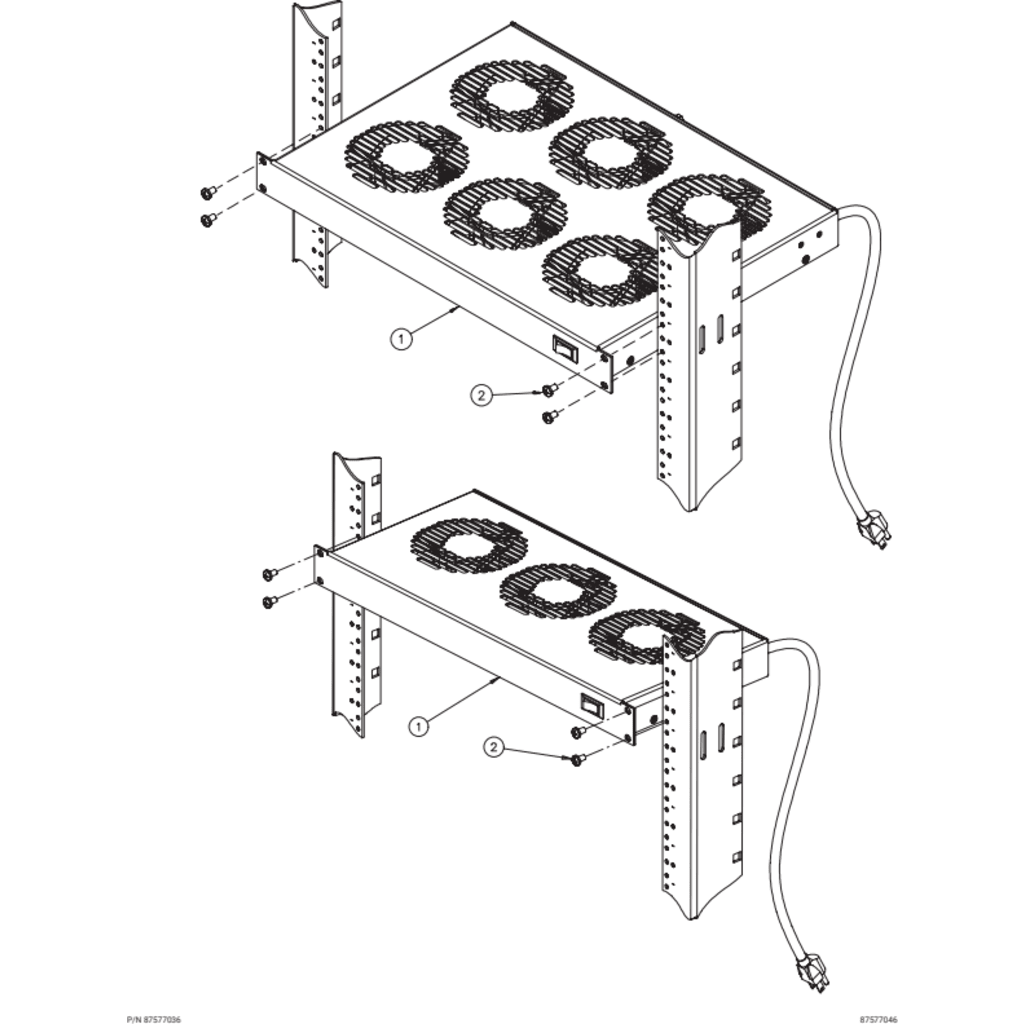 Charola con Ventiladores para Rack 19 in (48.3 cm) / 1U / 3 Ventiladores / 45W / 100-120V AC / Acero Negro RAL 9005