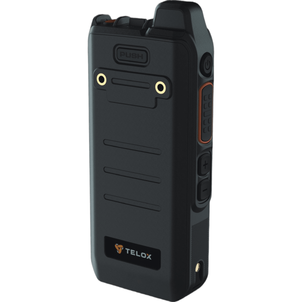 Radio PoC LTE TELOX MT100 / Tamaño de Bolsillo 113 mm / Audio 3W / IP54 / Batería 4000 mAh / Doble SIM LTE Cat.4 / Pantalla 1.77" / Android 8.1 / Compatible TASSTA