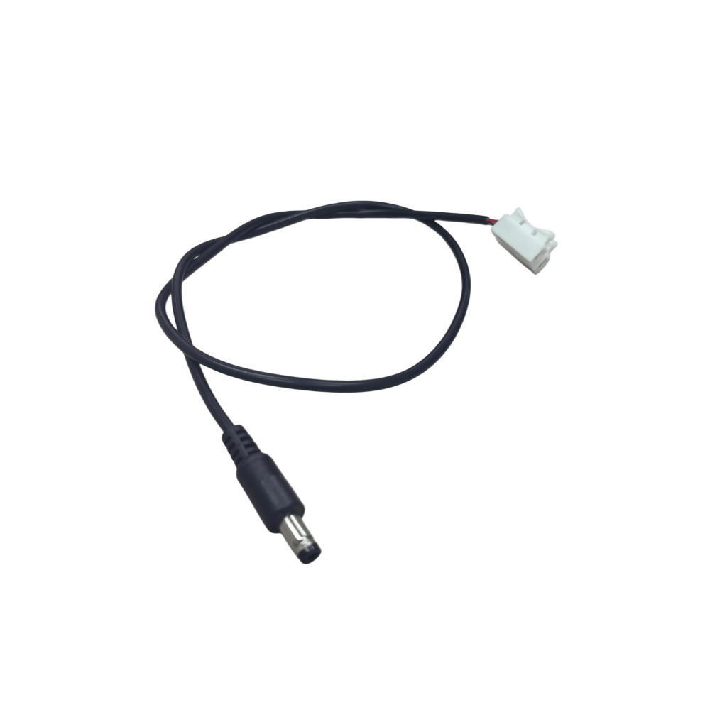 Cable con Conector Macho (Pigtail) | Forro Negro | Terminal Blanca | Alimentación para Vcc con Puntas Libres | Polarizado | Largo 22 cm ( 8.66 Pulgadas)  | Calibre 22AWG.