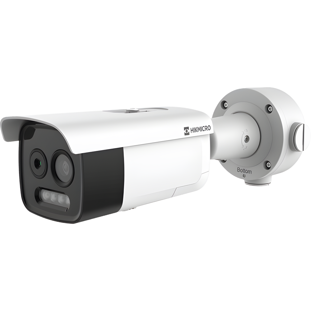 HIKMICRO Cámara Bala Dual Térmica y Óptica/ 5MP Óptica + 256×192 Térmica / IA para Detección Humana 84m y Vehicular 210m / Alarma por Temperatura -20°C a 150°C / Detección de Fuego y Fu
