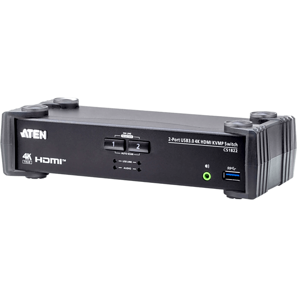 Conmutador KVMP 2 Puertos | HDMI 4K DCI 60Hz | USB 3.1 Gen 1 5 Gbps | Video DynaSync™ | Audio Mixer Mode | RS-232 | Firmware Actualizable