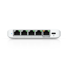 USW Flex Mini 2.5G Switch de 5 puertos 2.5G, Compacto, para Escritorio, se puede Energizar por PoE o con un Adaptador tipo USB-C