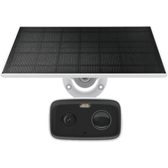 Kit Cámara de Seguridad Solar / 1080P Full HD / Batería Recargable 5,200 mAh / Autonomía 180 Días / Panel Solar con Cable 1 m (3.28 ft) / Visión Nocturna a Color / Detección de Personas por IA / Sirena 70 dBA / IP
