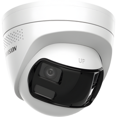 [PROTECCIÓN ACTIVA] Turret IP 6Megapixel / 2 Lentes de 2.8 mm (Imagen Panorámica 180°) / 30 mts IR / Exterior IP67 / Luz Intermitente y Alerta de Audio / Audio Bidireccional / ACUSENSE / WDR 120 dB / Micro SD
