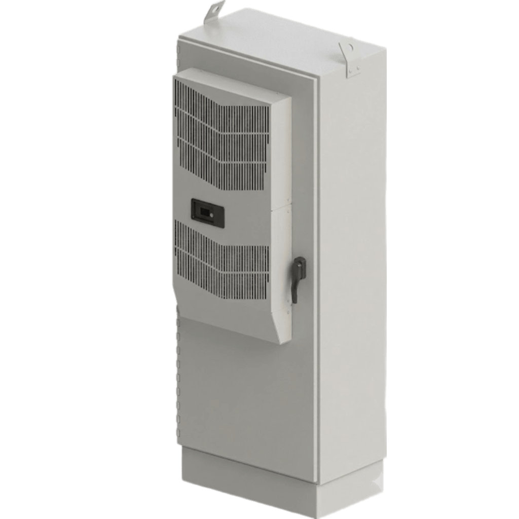 Gabinete para Exterior Tipo 4X Doble Puerta de 43 UR / Aluminio Soldado / 2134 x 762 x 1118 mm (84 x 30 x 44 in) / Exterior IP66 / Montaje Almohadilla / Aire de Precisión / Gris RAL 7035