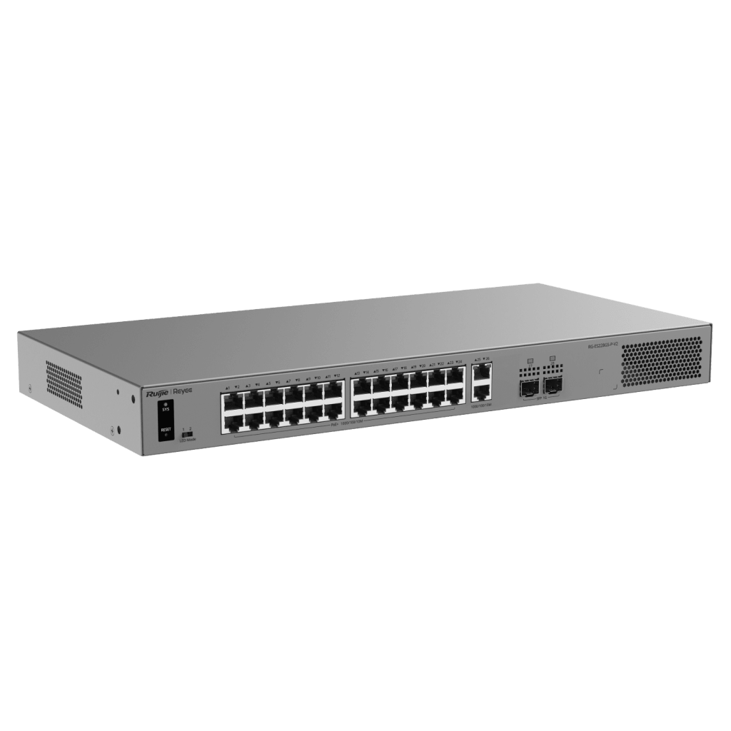 Switch Layer 2 Smart Cloud Managed / 28 Puertos Gigabit / 24 Puertos PoE+ 370 W / Switching 56 Gbps / Forwarding 41.664 Mpps / Montaje Rack / CCTV Mode / ERPS / Protección 6 kV / Garantía 3 Años