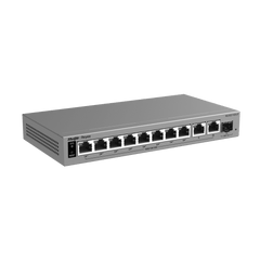 Switch Layer 2 Smart Cloud-Managed / 11 Puertos Gigabit / 8 Puertos PoE+ IEEE 802.3af/at 70 W / 1 Puerto SFP Uplink / Protección 6 kV / Gabinete Metálico Fanless / Gestión Cloud de por Vida / Modo CCTV de Un Clic
