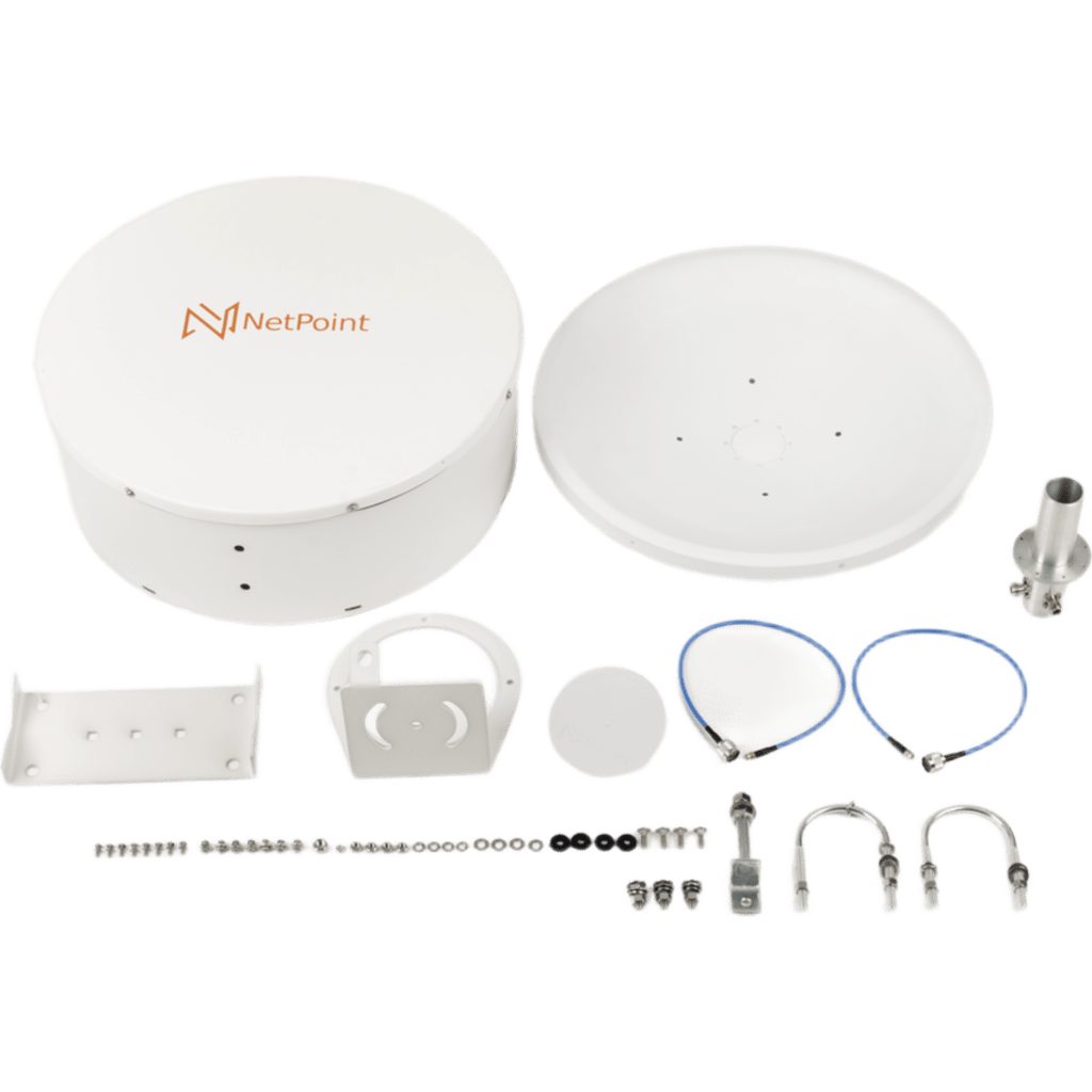 Antena Parabólica Banda Ultraancha / 4.9-7.2 GHz / Ganancia 34 dBi / Dual Slant 45°-90° / 96 cm (37.8 in) / Fibra de Vidrio / Conector Dual N-Hembra / Jumper Incluido
