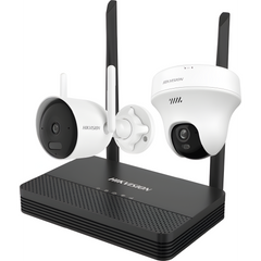 Kit IP Inalámbrico 4 Megapixel / NVS 4 Canales / 1 Cámara Bala Exterior + 1 Cámara Turret Interior con Lente 2.8 mm y Dual Light / Audio Bidireccional (Micrófono y Bocina) / Soporta Micro SD de 512 GB