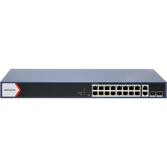 Switch Gigabit PoE+ / Monitoreable / 16 Puertos 1000 Mbps PoE+ / 2 Puerto 1000 Mbps de Uplink / 2 Puerto SFP /  Configuración Nube desde Hik-PartnerPro / Modo Extendido hasta 300 Metros / 125 Watts