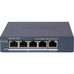 Switch Gigabit PoE+ / Monitoreable / 4 Puertos 1000 Mbps PoE+ / 1 Puerto 1000 Mbps Uplink / Configuración Nube Hik-PartnerPro / Modo Extendido hasta 300 Metros / 45 Watts