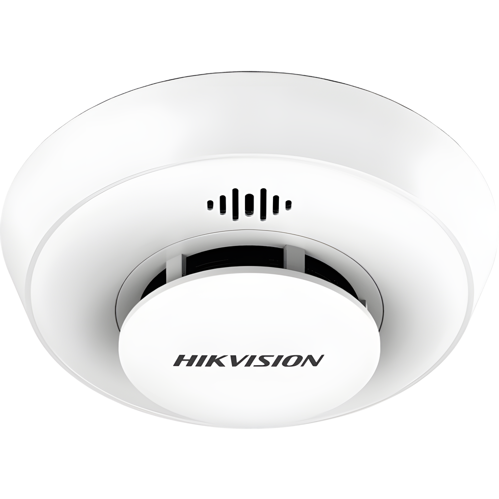 Detector de Humo Interlink con Hub / Doble Tecnología de Sensor de Luz / Alarma Auditiva 85 dB / Batería de Litio 10 Años / Autoverificación / Interconectable 30 Dispositivos / Wi-Fi Hik-Connect