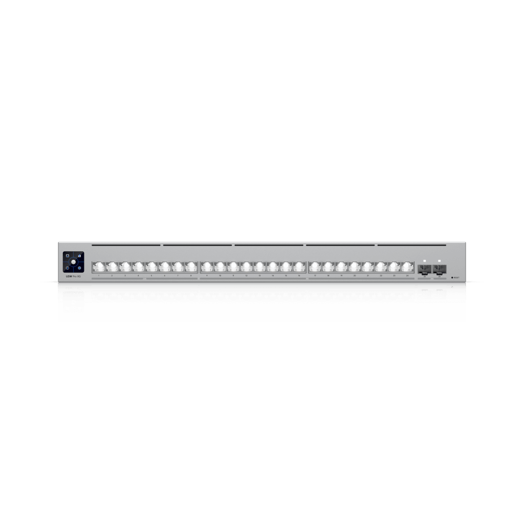 UniFi Switch USW-Pro-XG-24 / Capa 3 / 24 puertos  (16 × 10 GbE, 8 × 2,5 GbE) + 2 puertos SFP28 25 G