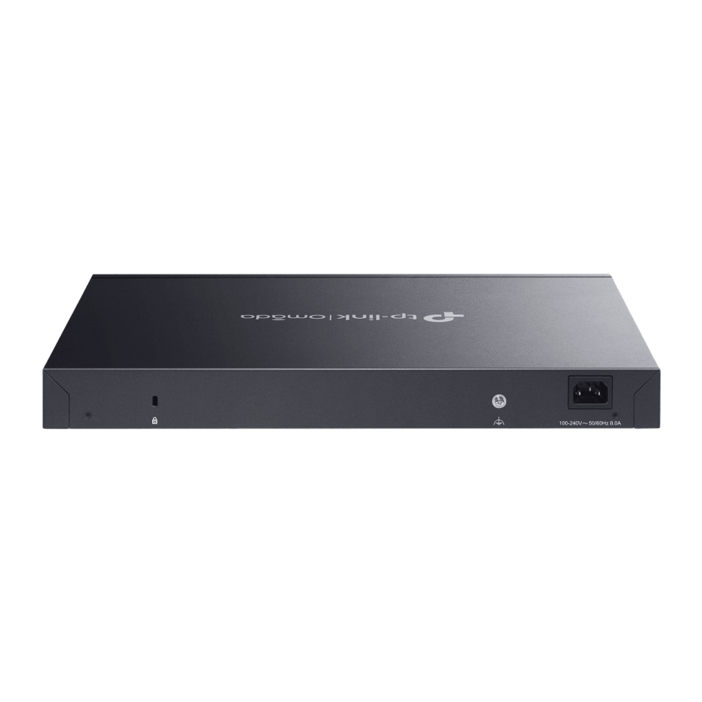 Switch L2+ Gestionado Omada / 24 Puertos Gigabit RJ45 + 4 Puertos 10G SFP+ / 16 Puertos PoE+ (30W) + 8 Puertos PoE++ (90W) / 128 Gbps Capacidad / 95.23 Mpps Forwarding / 500W PoE Budget / SDN Cloud Management