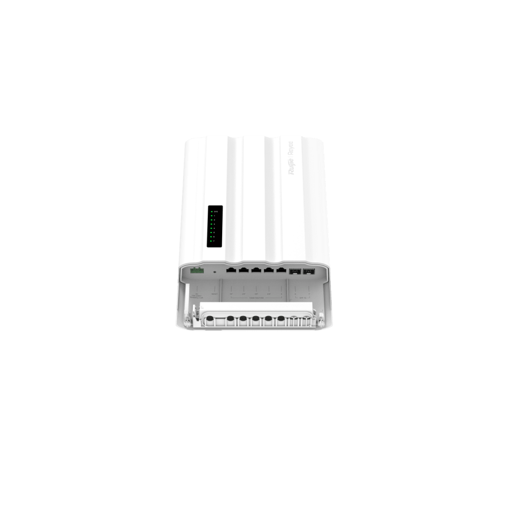 Switch PoE para Exteriores / 7 Puertos Gigabit / 5 RJ45 + 2 SFP / PoE+ 60W / ERPS / IP65 / -30°C a 65°C / Gestión Cloud / Capa 2 / Fanless