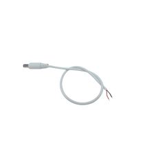 Cable con Conector Macho (Pigtail) | Forro Blanco |  Alimentación para Vcc con Puntas Libres | Polarizado | Largo 22 cm (8.66 Pulgadas) / Calibre 22AWG.