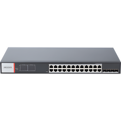 Switch Gigabit PoE+ / Industrial / Administrable / 24 Puertos 1000 Mbps PoE+ / 4 Puertos SFP / Configuración Nube Hik-PartnerPro / Modo Extendido hasta 300 Metros / 370 W