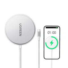 Cargador Inalámbrico Magnético 15W / Protocolo Qi 2 / USB-C 9V 2.2A / Eficiencia 83% / Protección Multinivel / Material PC+ABS+Aleación Aluminio / Cable 1.5m