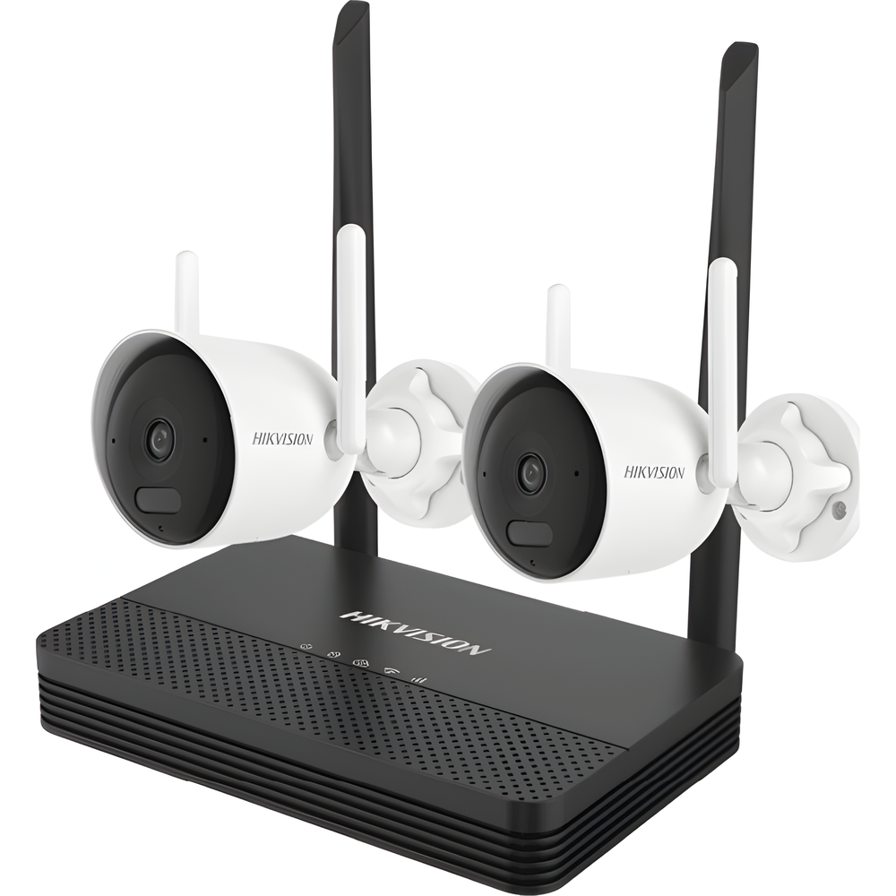 Kit IP Inalámbrico 4 Megapixel / NVS 4 Canales / 2 Cámaras Bala para Exterior con Lente 2.8 mm y Dual Light (30 mts IR + 30 mts Luz Blanca) / Audio Bidireccional (Micrófono y Bocina) / Soporta Micro SD de 512 GB